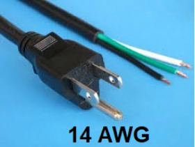 Heavy duty 14 AWG power cord