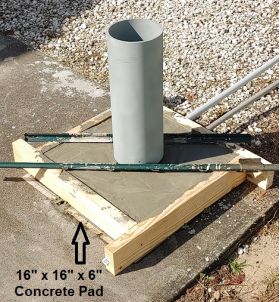 Concrete base for steel bollard