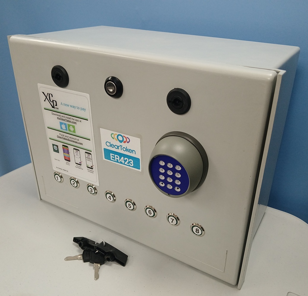 .0632D - Wired or Optional Wireless VendaVolt PIN FREE Access & Clear Token Model 2008 Series Cashless 8 Push Button Selection Timer Payment Station for 1 - 8 Washer/Dryers, Showers, Car Wash, Pickleball Court Lighting, RV Outlet Electricity.