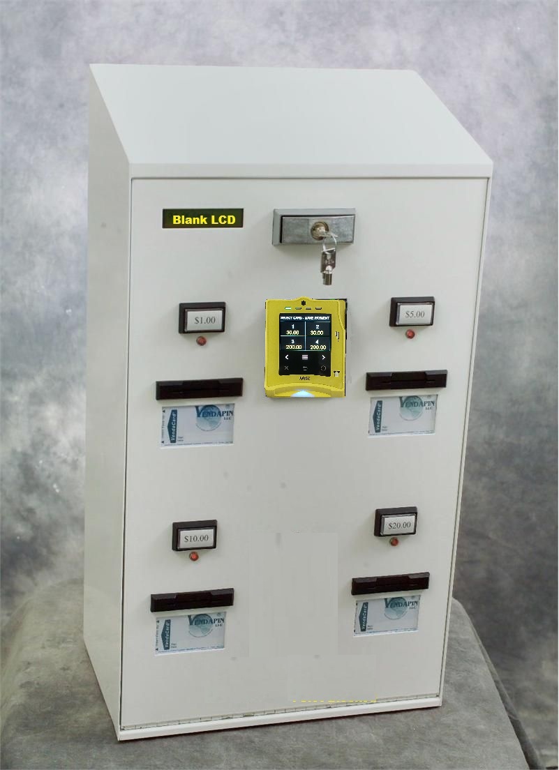 0.072 - Prepaid Four Card & Ticket Dispenser Vending Machine. Nayax Powered VendaCard Four Selection Model 5004VTA Cashless Credit Card Payment Card & Ticket Dispenser Vending Machine. Ideal for; Transit Tickets/Cards.