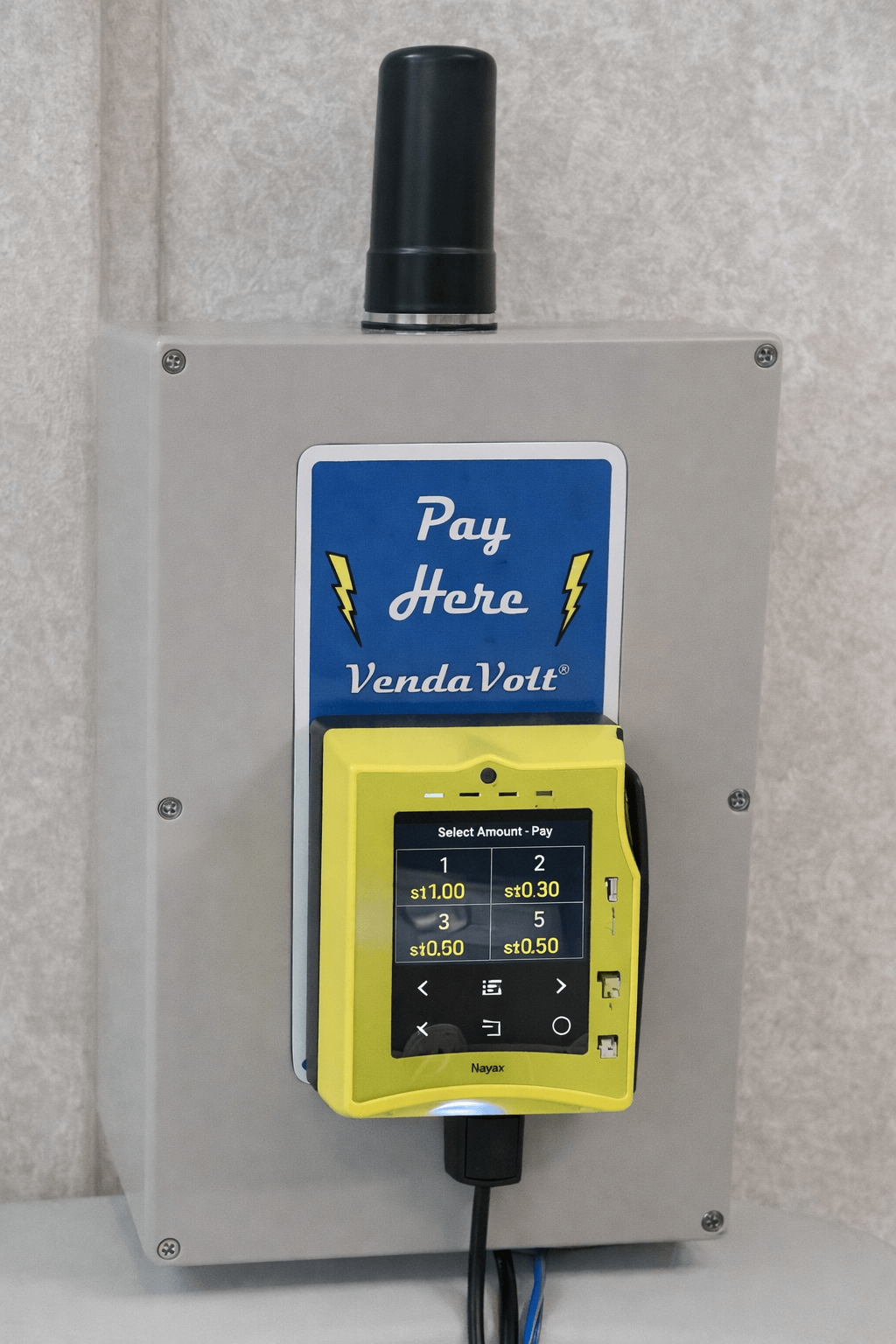 .0621 - VendaVolt Nayax Powered Credit/Debit Card, Apple Pay & Google Wallet Central Cashless Payment Station For 1 - 4 Sports Lighting, Washer/Dryers or Other Existing Coin Operated Vended Machines. Vend 100ms - 30 Second Payment Pulses.