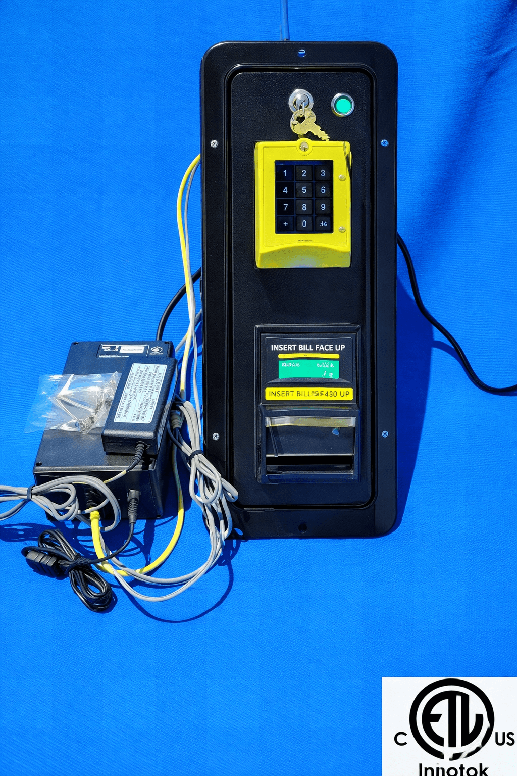 .222 - Timer Payment Door Kit With Cash Bill Acceptance of; $1-$5-$10 & $20 & also Cashless Nayax Vpos Touch $1-$5-$10-$20-$50 & $100 Payment. Expandable From One (1) Payment & Time To Six (6) Time Cycles & Payments. Also Reloadable RFID Debit VendaCards