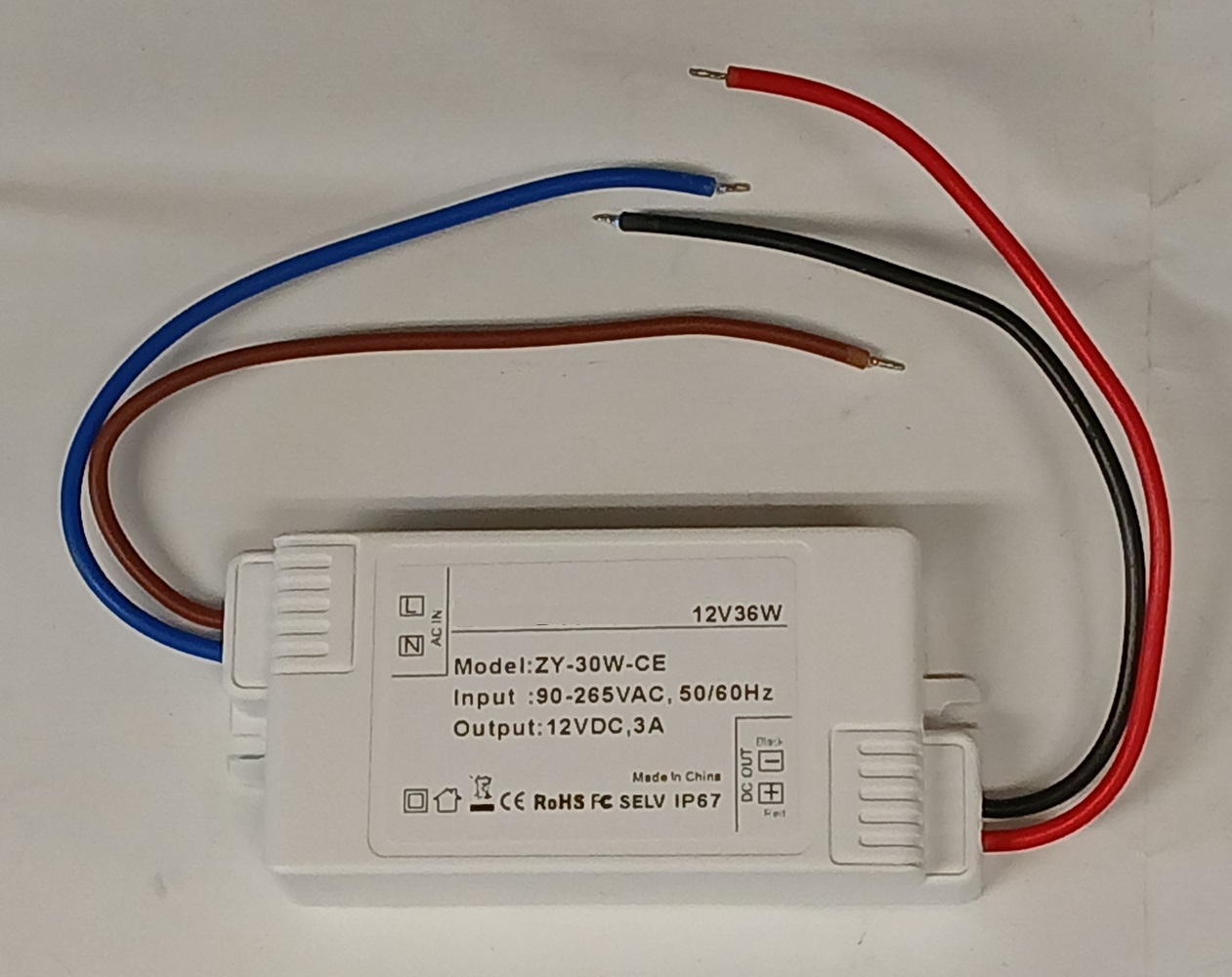 1.094 - Power Supply - 12V 3A 36W Waterproof IP67, Input 90 ~ 265 VAC 50/60 Hz. Designed and Manufactured For Use With The Nayax Vpos Touch